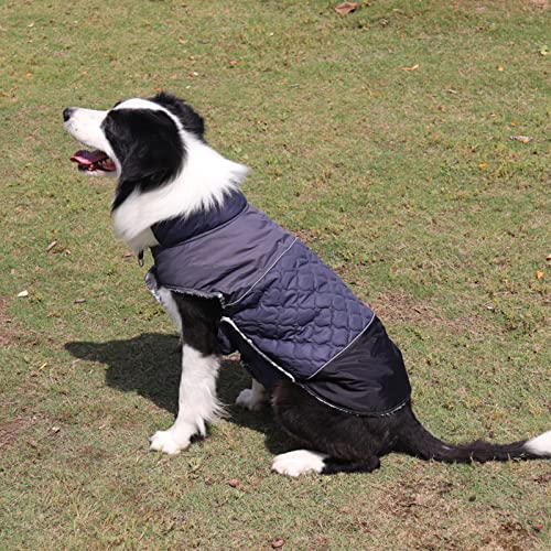 Warm Winter Jacket for Dogs,Reversible Furry Coat with Leash Hole,Puppy Cat Waterproof Reflective Vest Cloth for Cold Weather,Navyblue,XS