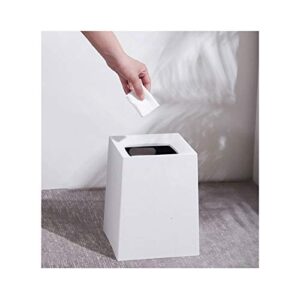 small square uncovered trash can home living room creative cute girl bedroom toilet bathroom large size wastebasket for indoor (color : white, size : 8l)