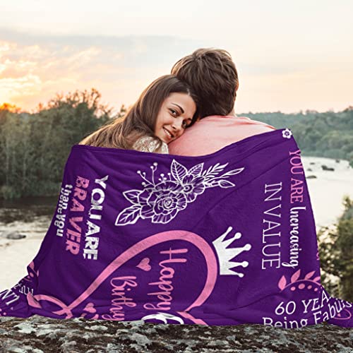 JASUTOT Happy 1963 60th Birthday Gifts Blanket for Women Her Wife Sister Mom Friends Grandmother Coworker Boss, 60th Birthday Blankets Throw 60"×50", 60th Birthday Gift Ideas, Gifts for 60th Birthday