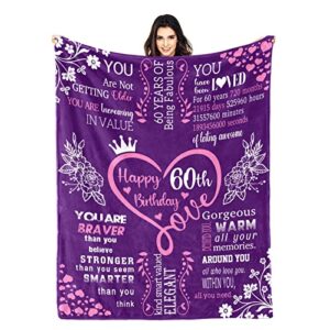 jasutot happy 1963 60th birthday gifts blanket for women her wife sister mom friends grandmother coworker boss, 60th birthday blankets throw 60"×50", 60th birthday gift ideas, gifts for 60th birthday