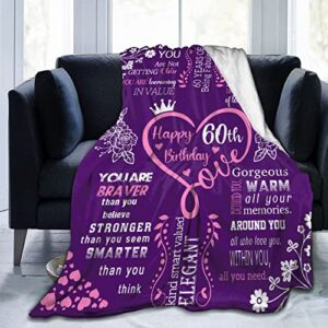 JASUTOT Happy 1963 60th Birthday Gifts Blanket for Women Her Wife Sister Mom Friends Grandmother Coworker Boss, 60th Birthday Blankets Throw 60"×50", 60th Birthday Gift Ideas, Gifts for 60th Birthday
