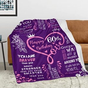 JASUTOT Happy 1963 60th Birthday Gifts Blanket for Women Her Wife Sister Mom Friends Grandmother Coworker Boss, 60th Birthday Blankets Throw 60"×50", 60th Birthday Gift Ideas, Gifts for 60th Birthday