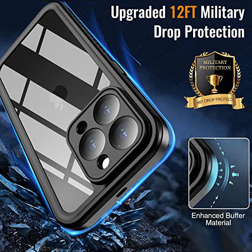 Oterkin for iPhone 14 Pro Max Case Waterproof, iPhone 14 Pro Max Phone Case with Built-in Screen Protector [360°Full Body Protection][12 FT Military Grade] Rugged Case for iPhone 14 Pro Max (Black)