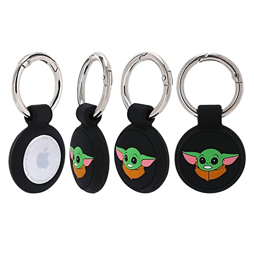 KAQUEE- 4 Pack Airtag Keychain Holder Case,Silicone Cover Compatible with Apple Air Tag Tracker Key Ring for Kids