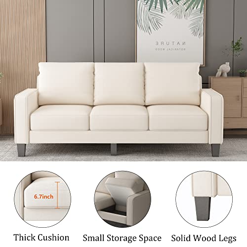 Tmosi Modern Upholstered Sofa Couch,3-Seat Couch with Removable Backrest Pillows for Small Spaces,2 Seater Sofa for Bedroom, Apartment,Living Room,Office (Polyester)