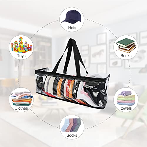 CTBRT Hat Storage Bag 2 Pack Clear Baseball Hat Organizer Holder for Baseball Caps Sturdy Cap Organizer Dust Proof Hat Racks with Black Handles and Zipper Closure