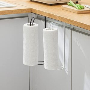 LINFIDITE 2 Pack Paper Towel Holder Under Cabinet New Upgrade Paper Towel Rolls Holder Wine Glass Holder Wall Mount Paper Rack Sliding No Drilling Kitchen Hanging Storage Rack,Black