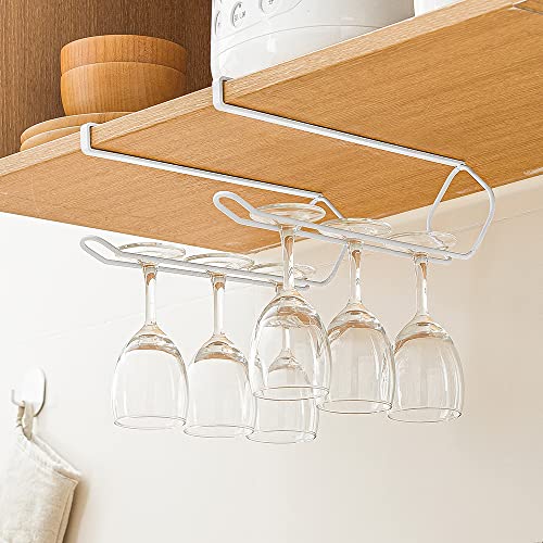 LINFIDITE 2 Pack Paper Towel Holder Under Cabinet New Upgrade Paper Towel Rolls Holder Wine Glass Holder Wall Mount Paper Rack Sliding No Drilling Kitchen Hanging Storage Rack,Black