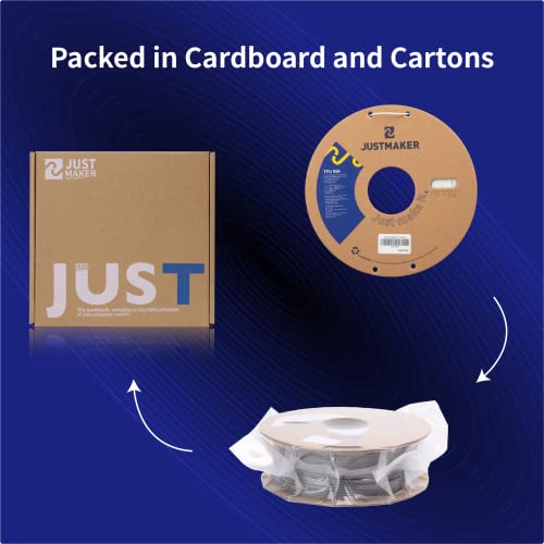 JUSTMAKER TPU 95A 3D Printer Filament, Suitable Resilience, Upgrade Cardboard Spool, 1kg, Dimensional Accuracy +/-0.05mm, 1.75mm, Black