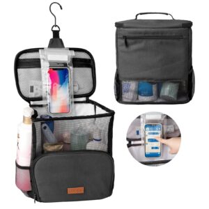 zoosa gym shower bag, portable mesh shower caddy bag with phone pocket for dorm, full size bottle compatible, 2022 upgraded hanging travel shower bag