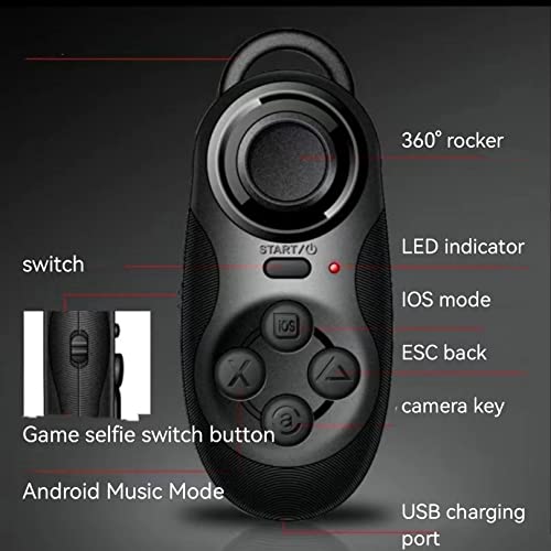 Bluetooth Remote Control Page Turner for iPhone Android Ipad Cell Phone，VR Game Camera Shutter Remote Control Handle