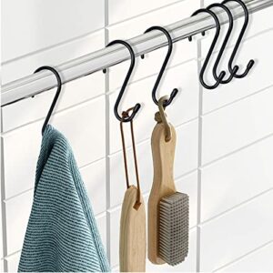 18 Pack Large S Hooks for Hanging, 4-1/2 inch Heavy Duty Rust-Free Closet S Hook, Metal Non Slip Rubber Coated S Hooks Black for Hanging Clothes Jeans Plants Bag Belt Pan Pot Cup Towels Basket Tools
