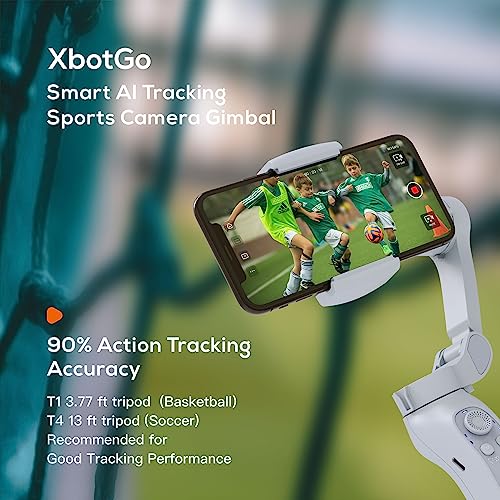 XbotGo Sports Gimbal Stabilizer and Tripod kit, Basketball & Soccer Games, AI Automatic Shooting, 3-Axis iPhone Gimbal, Foldable, 45" Aluminum Tripod