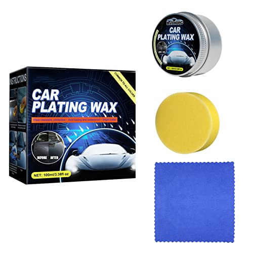 Car Wax Crystal Plating Set, Car Coating Wax Hard Glossy Carnauba Wax Coating Care, Car Scratches Fast Repair with Waxing Sponge & Towel