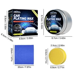 Car Wax Crystal Plating Set, Car Coating Wax Hard Glossy Carnauba Wax Coating Care, Car Scratches Fast Repair with Waxing Sponge & Towel