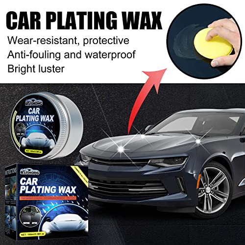 Car Wax Crystal Plating Set, Car Coating Wax Hard Glossy Carnauba Wax Coating Care, Car Scratches Fast Repair with Waxing Sponge & Towel