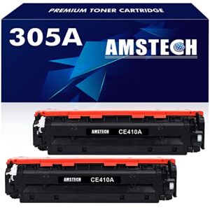 305a toner cartridge 2-pack compatible replacement for hp 305a ce410a for hp laserjet pro 400 color mfp m451dn m451nw m475dn m476nw m476dn m476dw printer ink black