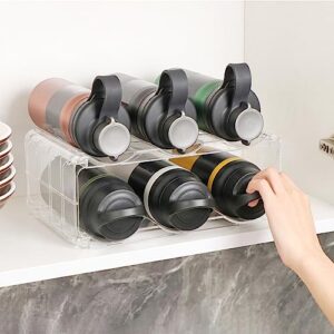 yiktop clear acrylic water bottle organizer for cabinet, wine racks for refrigerator, 6 bottles
