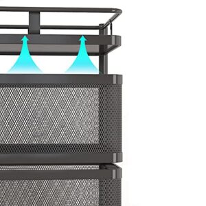 Multi-Layer Household Storage Shelf,4 Tiers Rotating Storage Organizer Rolling Utility Cart,Storage Cart,Metal Pantry Baskets with Wheels for Living Room Bathroom Laundry Room