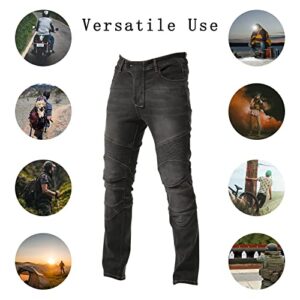 MOETCEYS Armored Motorcycle Pants Men Riding Jeans Motorbike Dirt Bike Denim Pants Racing Gear with Hip Knee Protective Pads Vintage Black