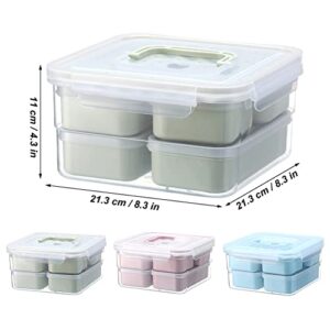 amokk Snackle Box Charcuterie Container with Handle Divided Lunch Box Containers for Adults Salad Container BPA Free (Green)