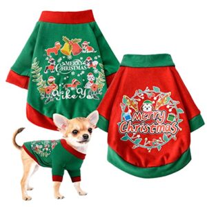 christmas dog shirt pet dog clothes for small dogs boy girl holiday chihuahua yorkie dog outfit apparel xmas puppy clothing cat shirts for cats only costume 2 pack (x-small, shirt)