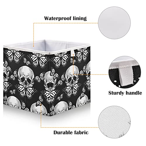 Kigai Storage Basket Skull Foldable Storage Bin 11 X 11 X 11 Inches Cube Storage Baskets Box for Shelves Closet Laundry Nursery Bedroom Home Decor