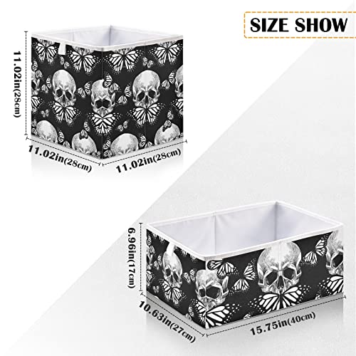 Kigai Storage Basket Skull Foldable Storage Bin 11 X 11 X 11 Inches Cube Storage Baskets Box for Shelves Closet Laundry Nursery Bedroom Home Decor