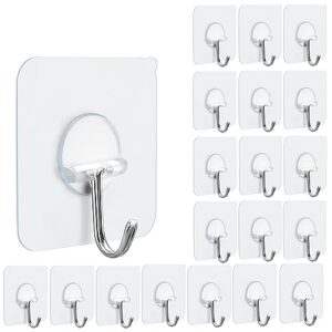 fotyrig adhesive hooks sticky hooks for hanging heavy duty wall hangers without nails 15lb(max) 180 degree rotating seamless stick on wall hooks bathroom kitchen office outdoors-20 packs
