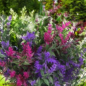 FYY Artificial Lavender Flowers Outdoor Plants (12 Bundles) Outdoor Artificial Plants UV Resistant - Plastic Flowers Lavender Spring Fake Flowers - Floral Arrangement for Porch Window Box Decor