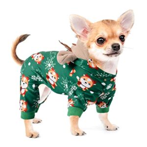 dog christmas pajamas reindeer costume puppy hoodie sweatshirts xmas cute elk pet clothes for small dogs new year holiday winter warm cats jumpsuit outfits apparel (christmas, x-small)