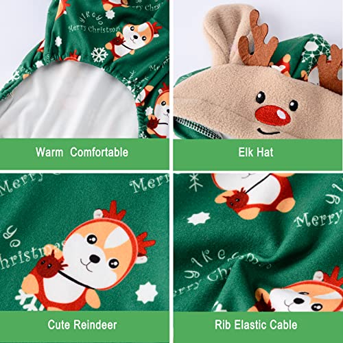 Dog Christmas Pajamas Reindeer Costume Puppy Hoodie Sweatshirts Xmas Cute Elk Pet Clothes for Small Dogs New Year Holiday Winter Warm Cats Jumpsuit Outfits Apparel (Christmas, X-Small)