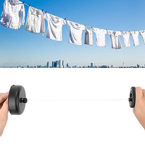 Household 304 Stainless Steel Retractable Clothesline Laundry Washing Line,plplaaoo Retractable Clothesline,Clothesline Washing Line for Outdoor and Indoor(Black)