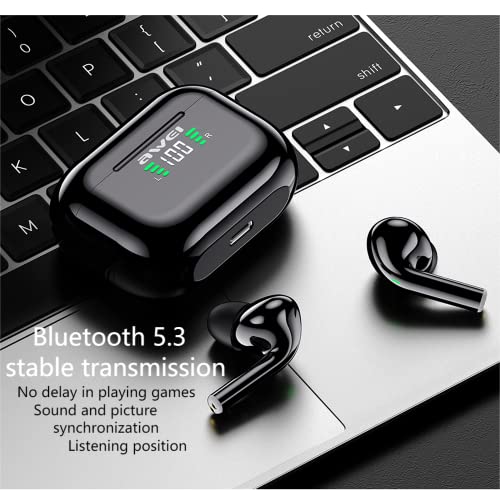 AWEI T29P Earbuds Wireless Bluetooth, Bluetooth 5.3 Noise Cancelling Headphones True Wireless IPX6 Waterproof Stereo in-Ear Earphones with Built-in Microphone (Black)
