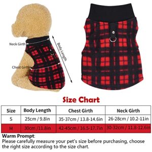 Rbenxia 4 Pieces Buffalo Plaid Dog Sweaters with Leash Ring Soft Fleece Vest Dog Pullover Warm Jacket Pet Dog Clothes Winter Dog Outfits for Small Puppy Cat Pets (Medium)