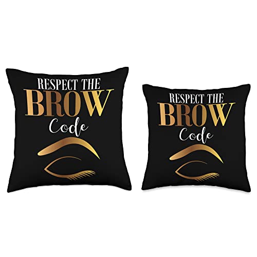 Brow Artist Gifts and Eyebrow Apparel for Women Artist Respect The Brow Code Microblading Throw Pillow, 16x16, Multicolor