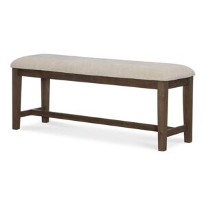 hfo bluffton 20" upholstered fabric farmhouse rustic solid wood dining bench for kitchen dining room in beige