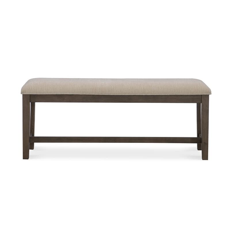 HFO Bluffton 20" Upholstered Fabric Farmhouse Rustic Solid Wood Dining Bench for Kitchen Dining Room in Beige