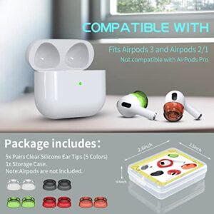 [5 Pairs]for AirPods 2/AirPods 3 Ear Tips Covers(Soft Silicone), Woocon AirPods Silicone Ear Covers Accessories Compatible with AirPods 3rd Generation & AirPods 2 & AirPods1 [Not Fit in Charging Case]