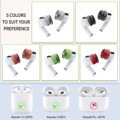 [5 Pairs]for AirPods 2/AirPods 3 Ear Tips Covers(Soft Silicone), Woocon AirPods Silicone Ear Covers Accessories Compatible with AirPods 3rd Generation & AirPods 2 & AirPods1 [Not Fit in Charging Case]