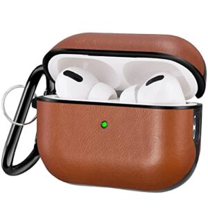 v-moro compatible with airpods pro 2nd generation case genuine leather case cover[front led visible] ipods pro 2 earbuds charging case protective cover skin brown men
