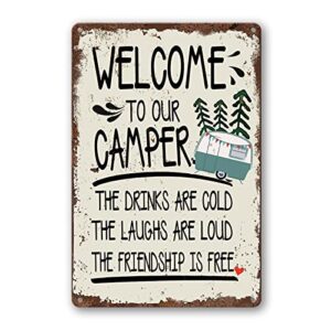 camper decor camping accessories for campers rv decorations for inside sign metal tin signs funny campsite rules travel trailer wall decor personalized welcome gifts