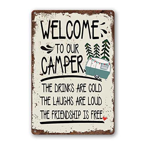 Camper Decor Camping Accessories For Campers Rv Decorations For Inside Sign Metal Tin Signs Funny Campsite Rules Travel Trailer Wall Decor Personalized Welcome Gifts