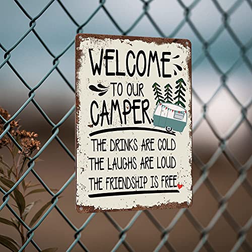 Camper Decor Camping Accessories For Campers Rv Decorations For Inside Sign Metal Tin Signs Funny Campsite Rules Travel Trailer Wall Decor Personalized Welcome Gifts