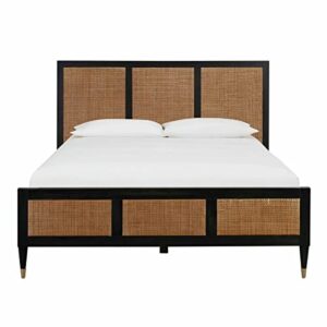 tov furniture sierra 47.2" h acacia & mdf wood veneer king bed in brown/black