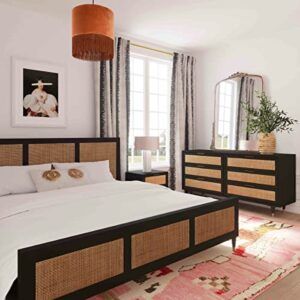 TOV Furniture Sierra 47.2" H Acacia & MDF Wood Veneer King Bed in Brown/Black