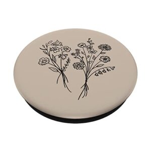 Wildflower Floral Flower Pattern Botanical Boho Beige PopSockets Swappable PopGrip