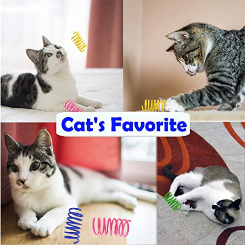 QUVOVID 10 Pack Cat Spring Toys for Indoor Cats to Kill Time and Keep Fit, Colorful Plastic Spring Coils Attract Cats to Swat, Bite, Hunt, Interactive Toys for Cats and Kittens