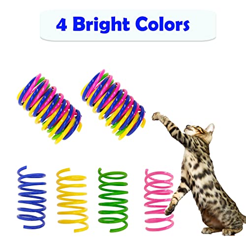 QUVOVID 10 Pack Cat Spring Toys for Indoor Cats to Kill Time and Keep Fit, Colorful Plastic Spring Coils Attract Cats to Swat, Bite, Hunt, Interactive Toys for Cats and Kittens