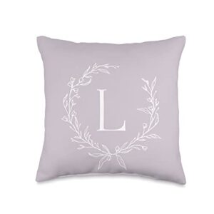cute monogram letter design lavender purple capital letter l monogram initial l throw pillow, 16x16, multicolor